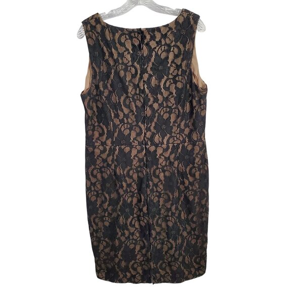 LRL Ralph Lauren Size 16 Dress Fitted Lined Sheer Lace Knee Length V-Neck Black - Picture 2 of 12